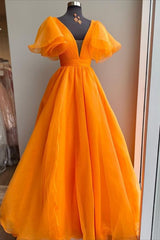 Uniqus Long Prom Dress Orange Formal Dress